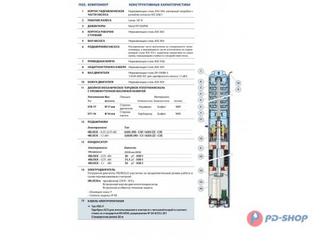 Насос скважинный Pedrollo 4BLOCKm 6/6 20м