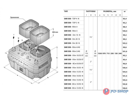 Станция насосная канализационная Pedrollo SAR 550 - BCm 10/50-ST 10м