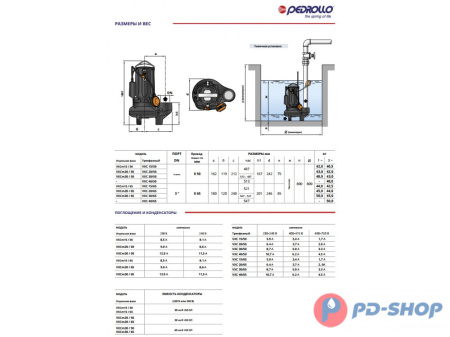 Насос фекальный Pedrollo VXC 15/50 New